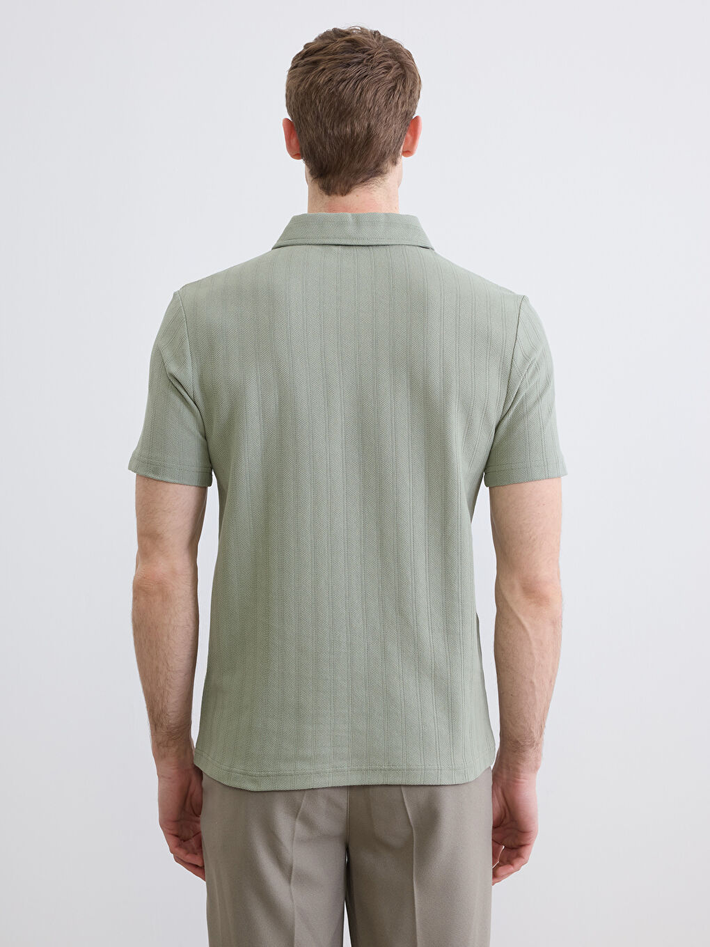 Yeşil Polo Yaka Erkek Tişört-3