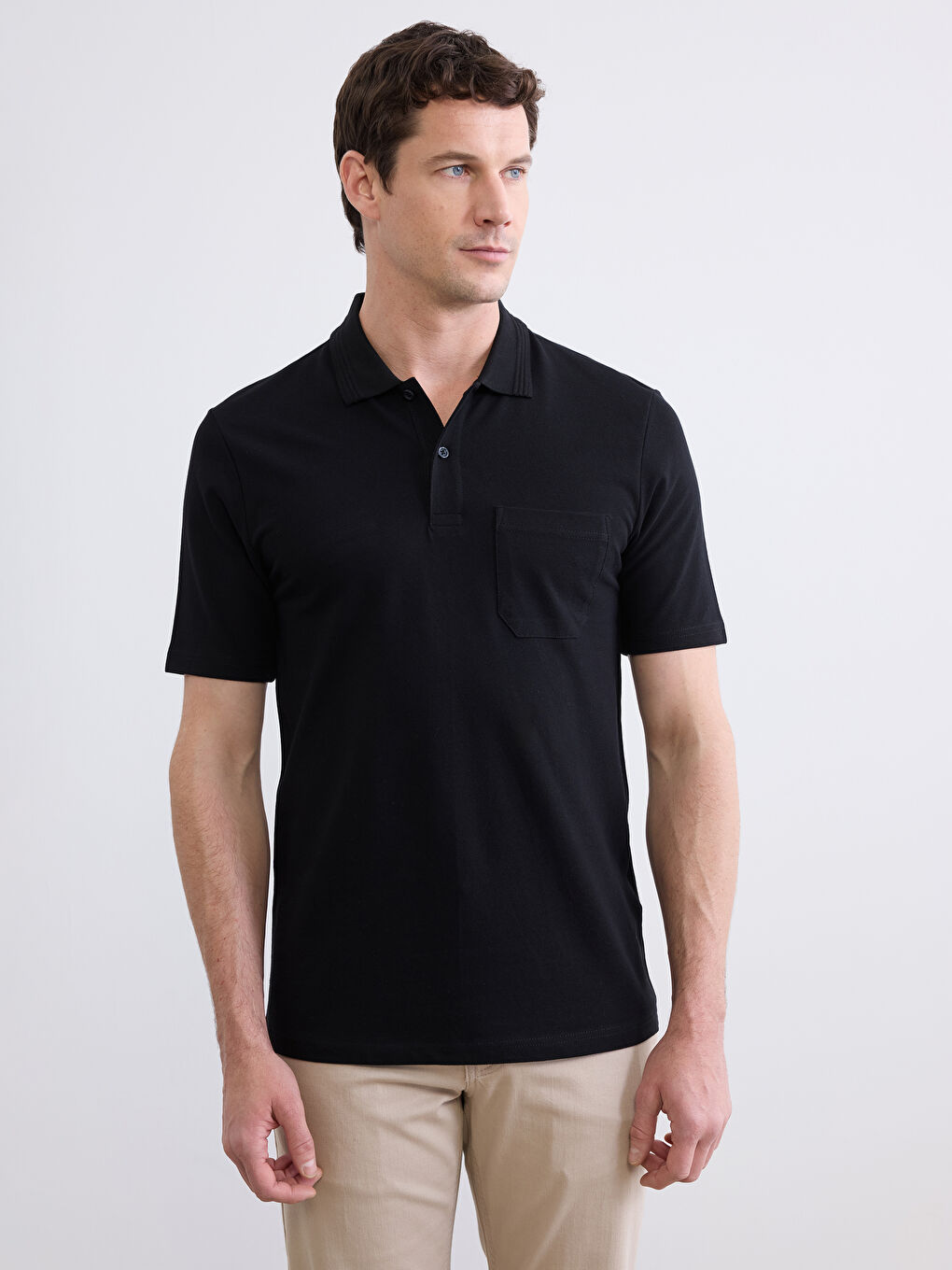 Siyah Polo Yaka Pike Erkek Tişört