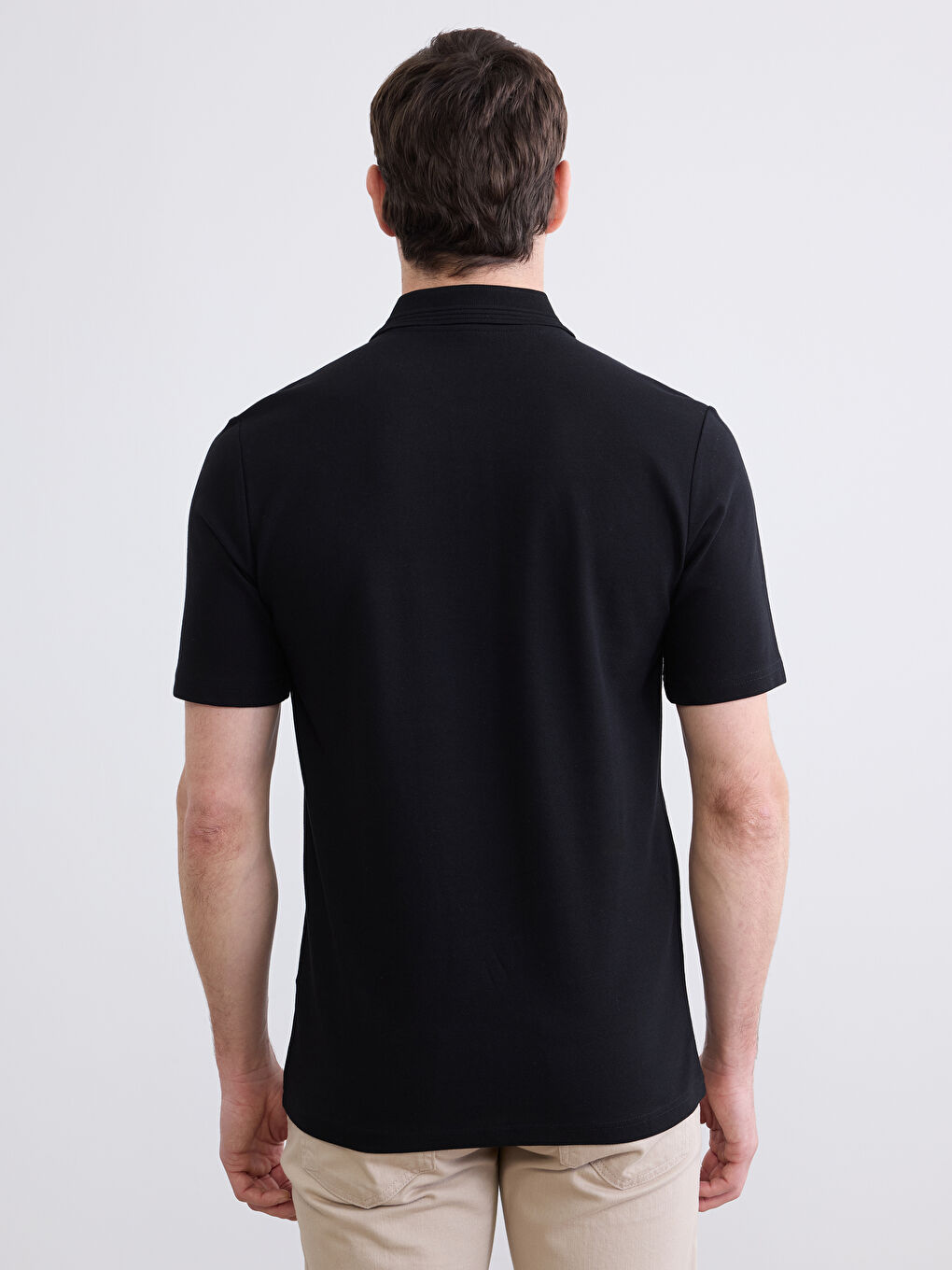 Siyah Polo Yaka Pike Erkek Tişört-4
