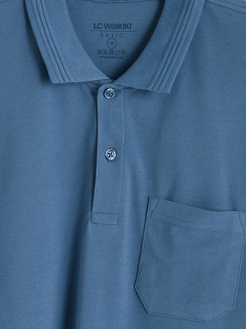İndigo Polo Yaka Pike Erkek Tişört-2