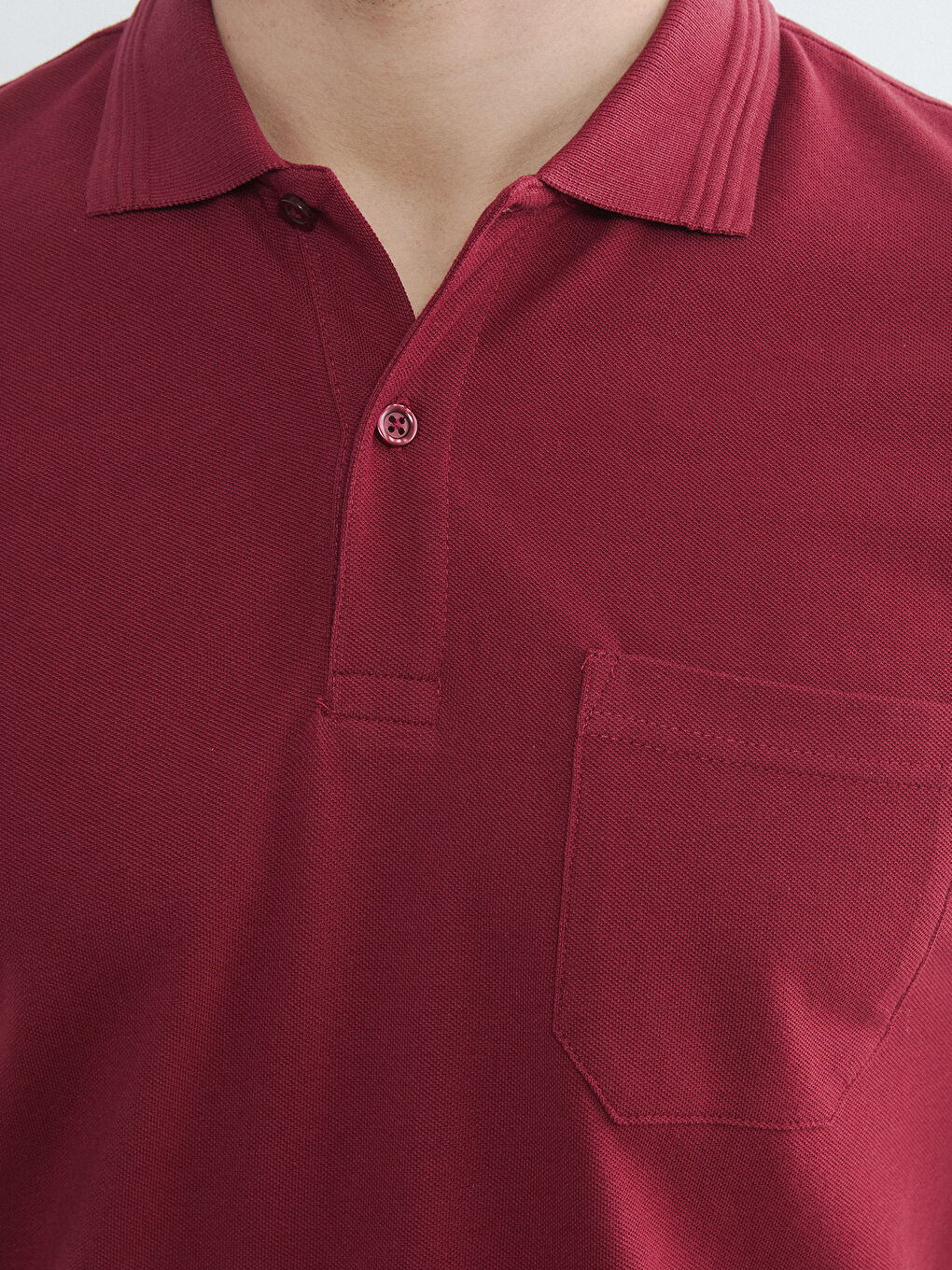 Kırmızı Polo Yaka Pike Erkek Tişört-2