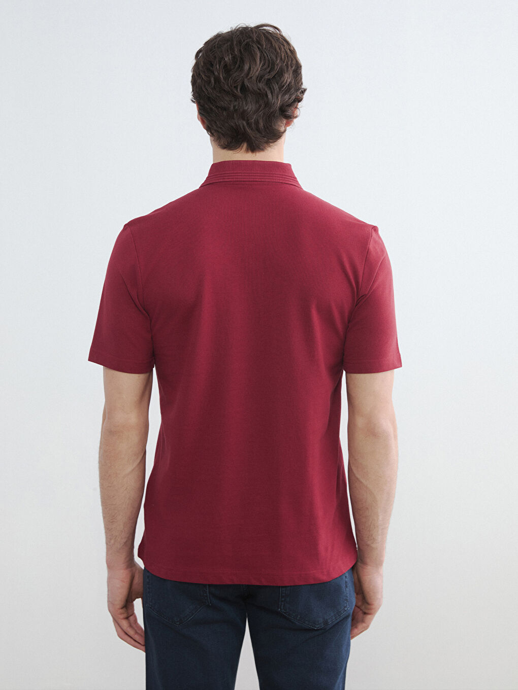 Kırmızı Polo Yaka Pike Erkek Tişört-3