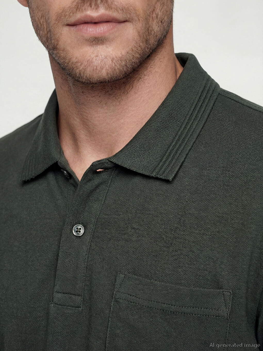 Yeşil Polo Yaka Pike Erkek Tişört-2