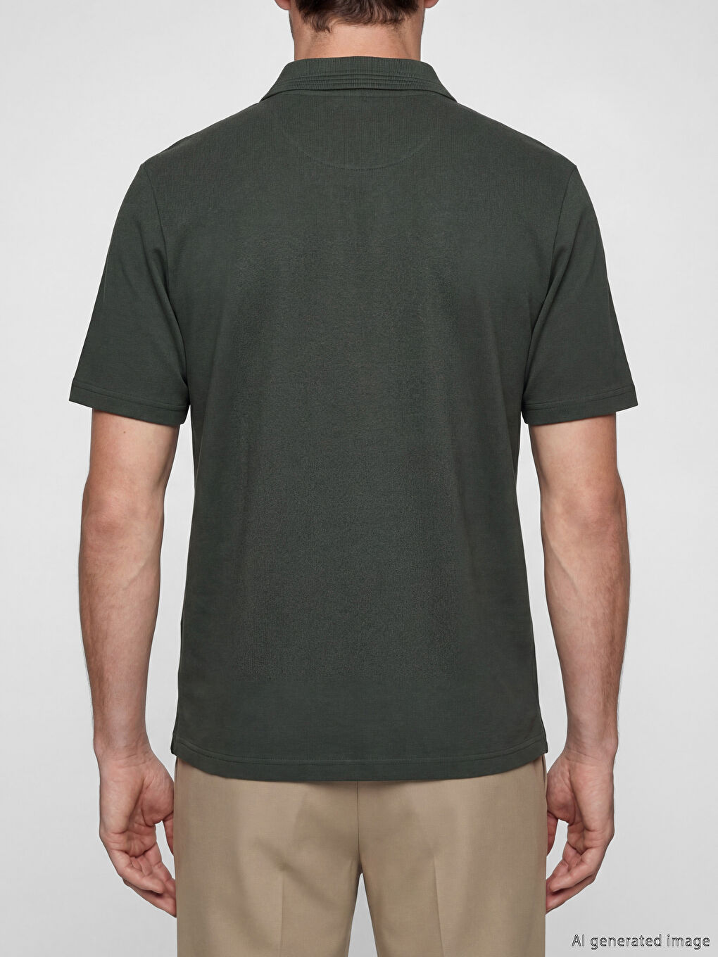 Yeşil Polo Yaka Pike Erkek Tişört-3