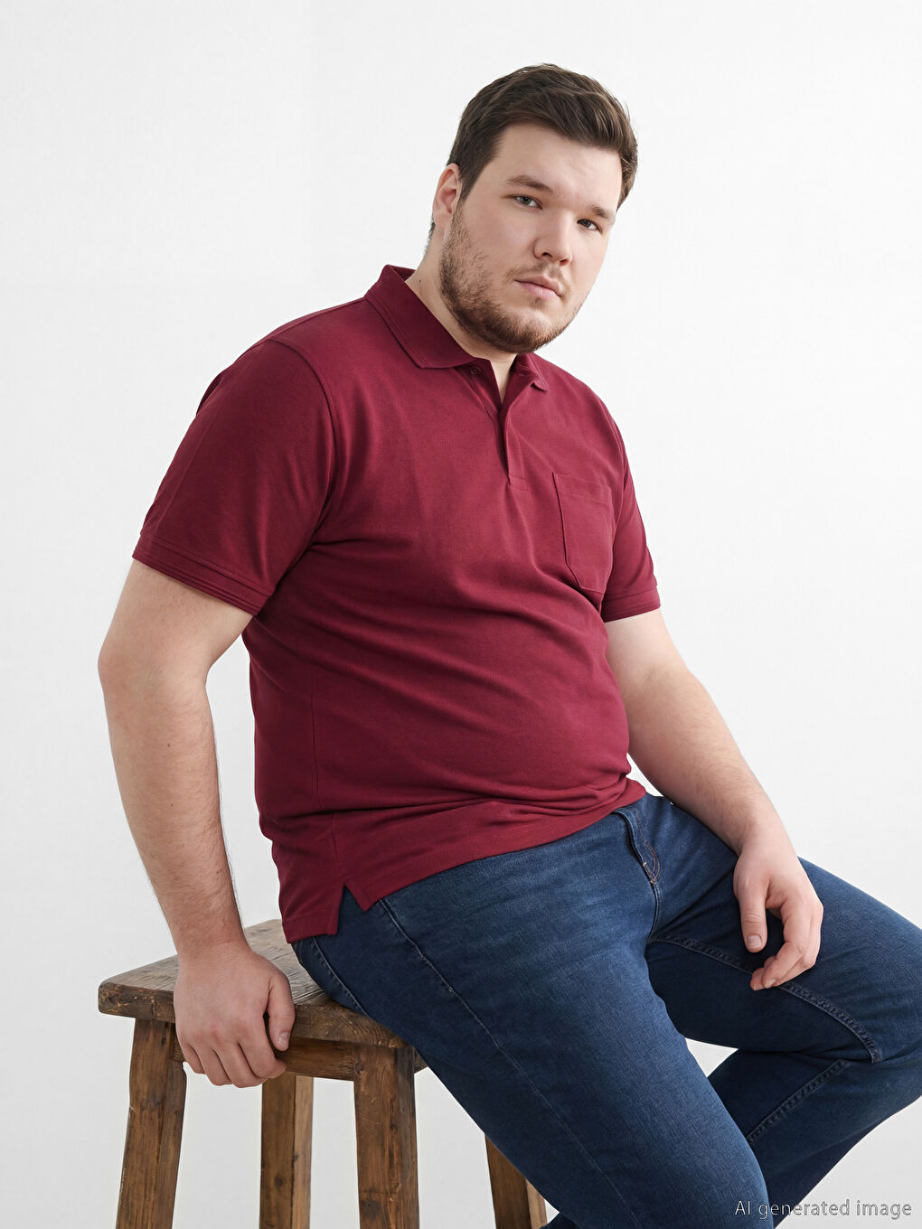 Kırmızı Polo Yaka Pike Erkek Tişört-1