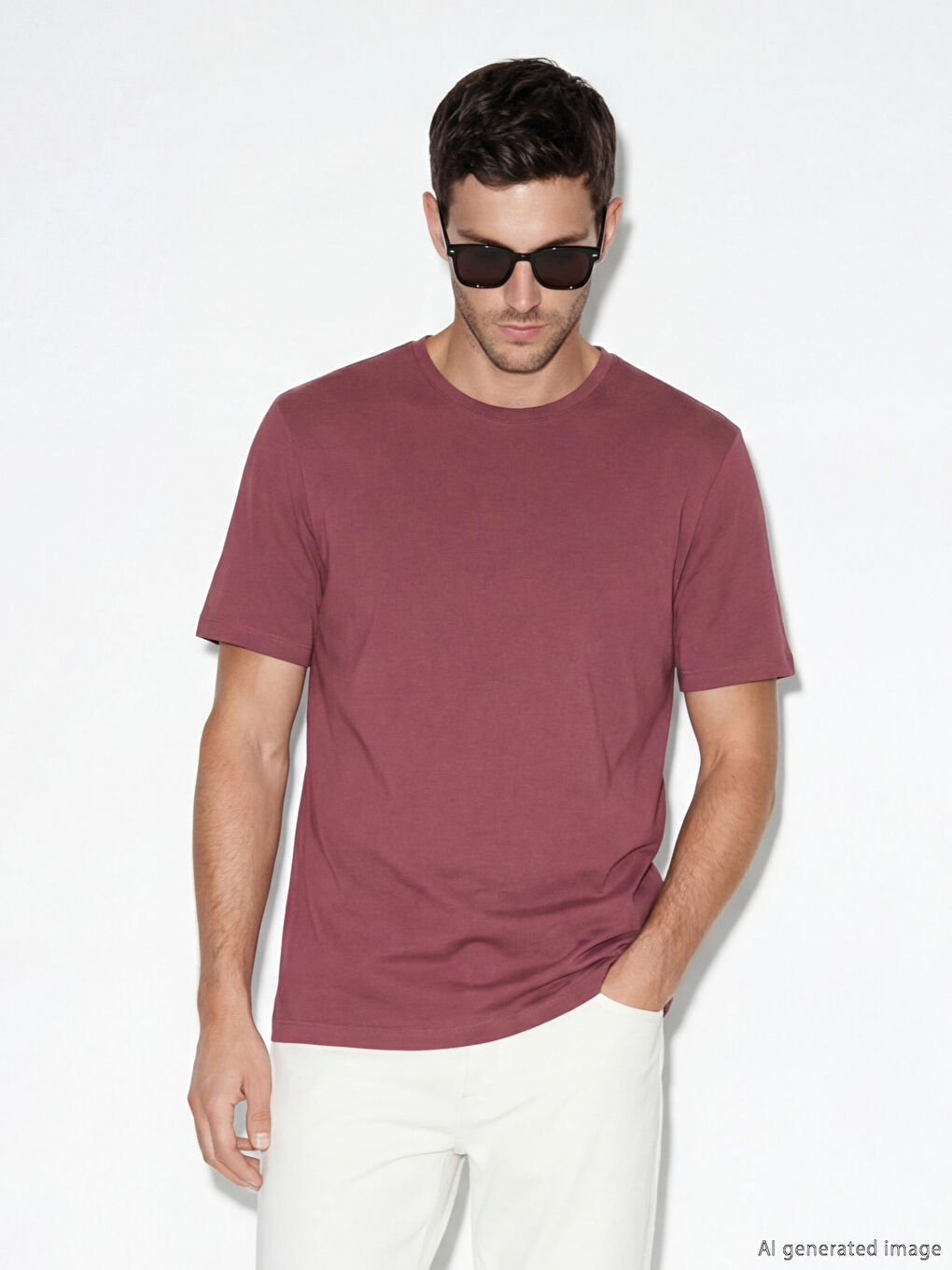 Pembe Bisiklet Yaka Erkek Soft Touch Tişört