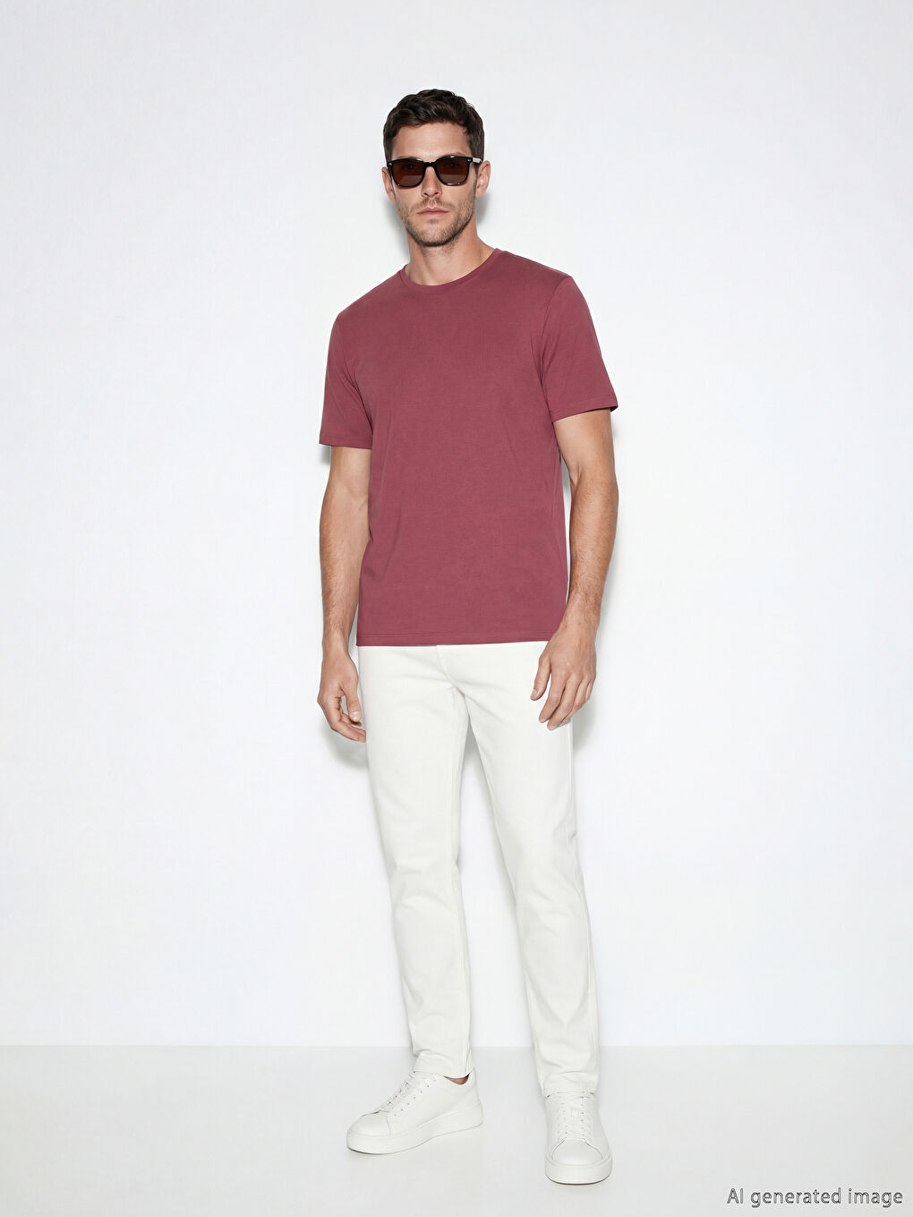 Pembe Bisiklet Yaka Erkek Soft Touch Tişört-1