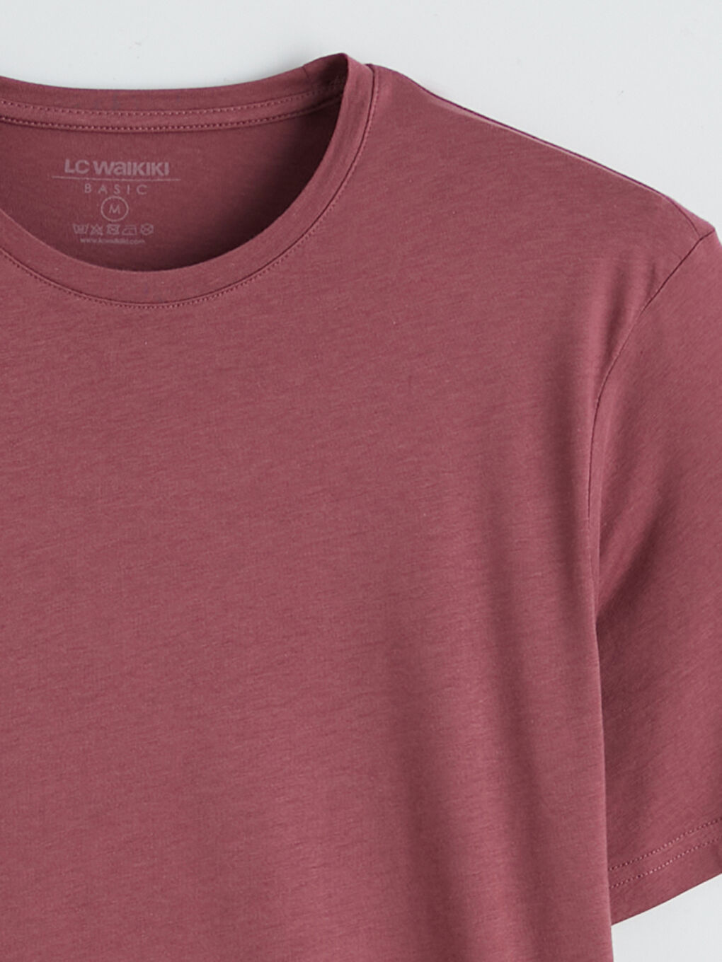 Pembe Bisiklet Yaka Modal Erkek Tişört-1