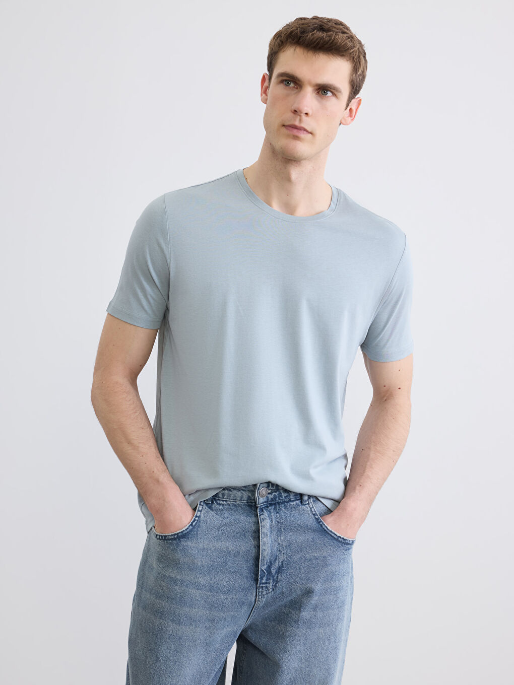 Yeşil Bisiklet Yaka Erkek Soft Touch Tişört