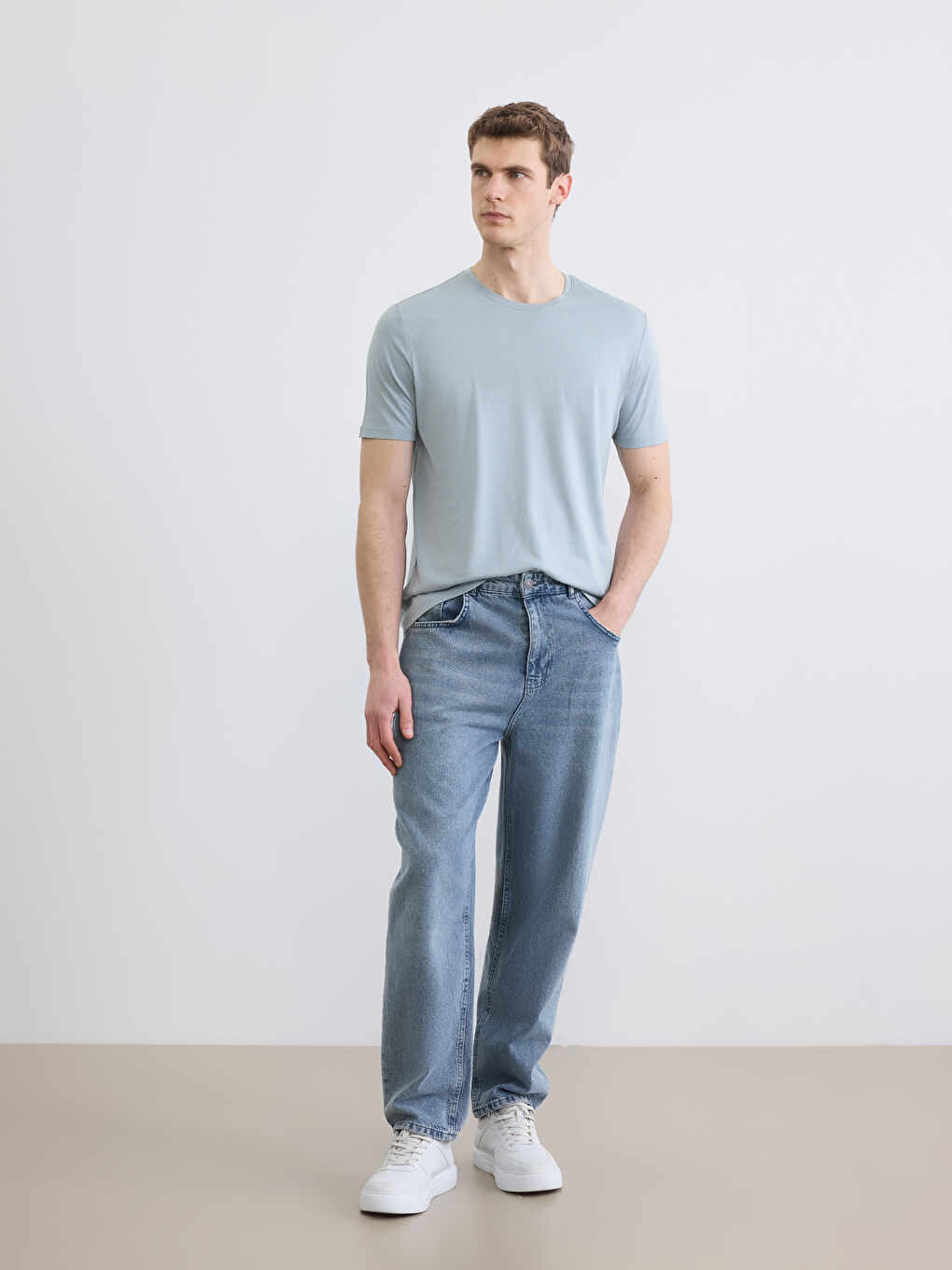 Yeşil Bisiklet Yaka Erkek Soft Touch Tişört-1