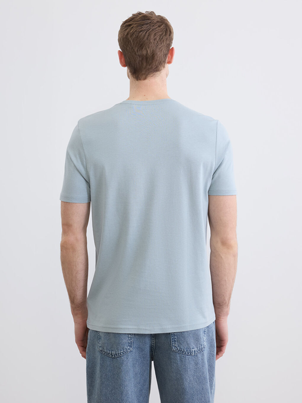 Yeşil Bisiklet Yaka Erkek Soft Touch Tişört-3