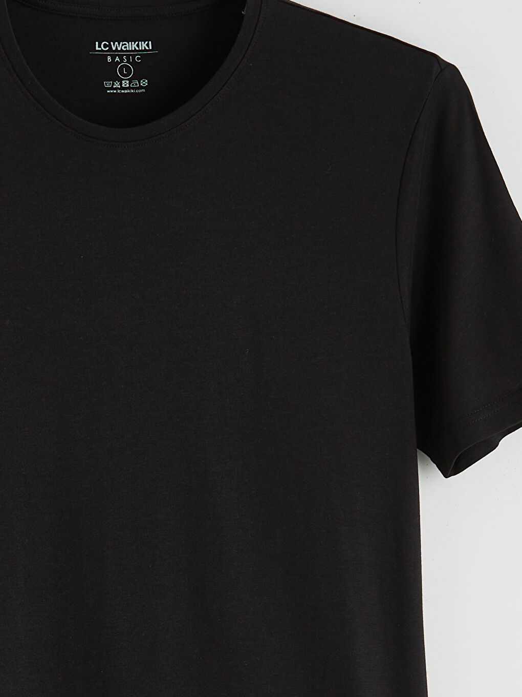 Siyah Bisiklet Yaka Erkek Tişört-5