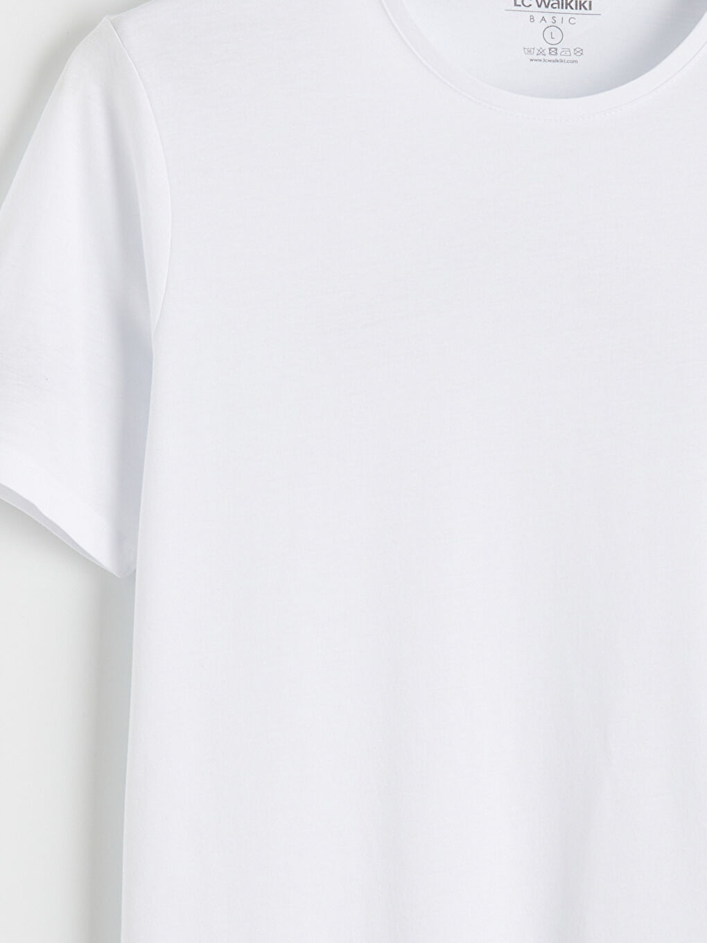 Beyaz Bisiklet Yaka Erkek Tişört-5