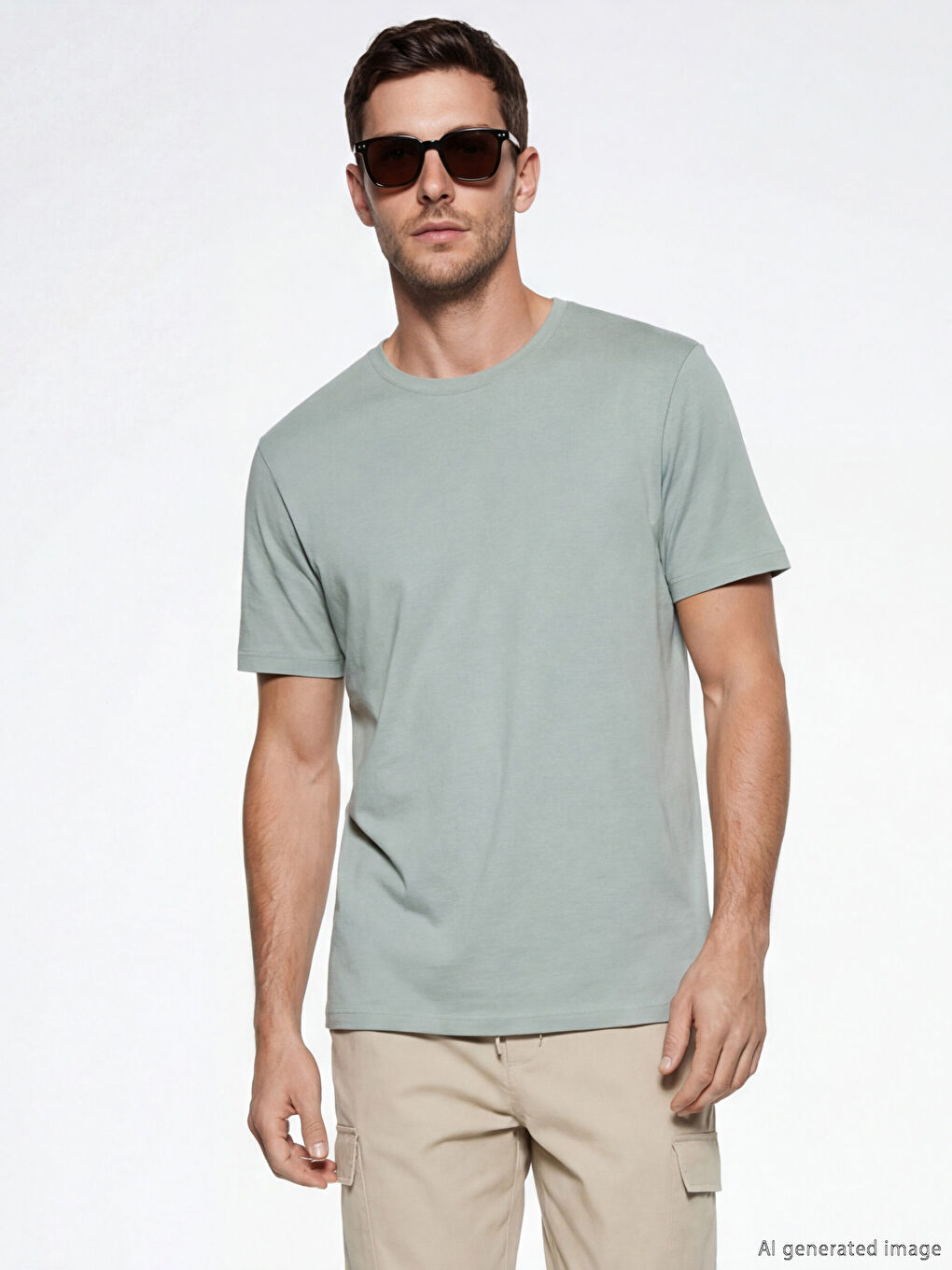 Yeşil Bisiklet Yaka Erkek Soft Touch Tişört