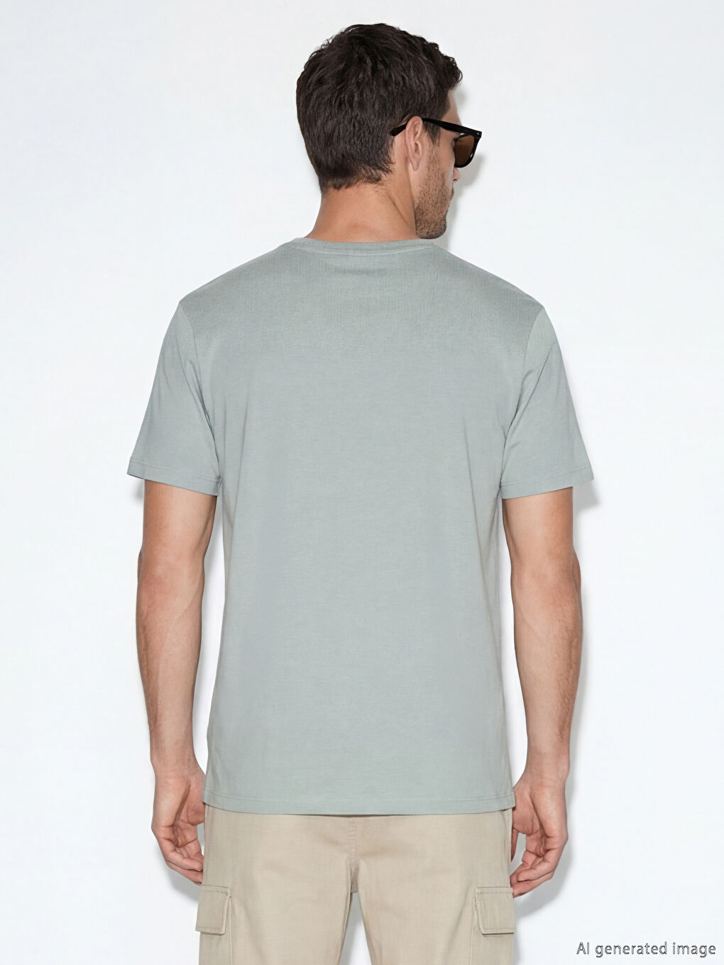 Yeşil Bisiklet Yaka Erkek Soft Touch Tişört-3