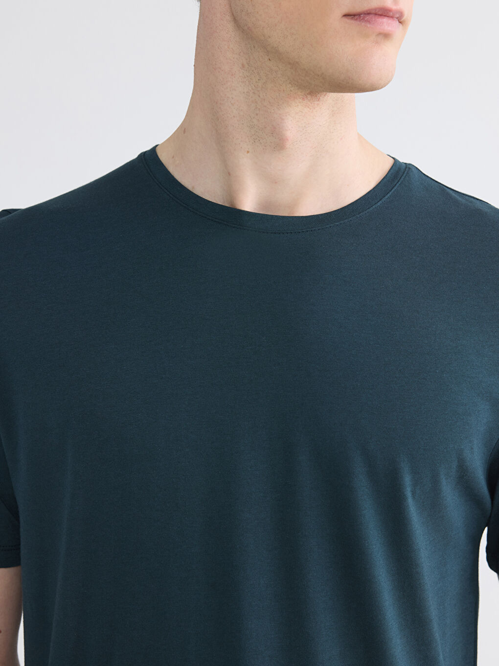 Petrol Slim Fit Basic Soft Touch Tişört-2