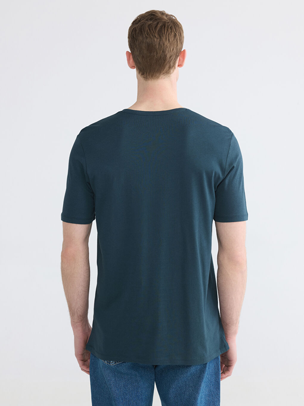 Petrol Slim Fit Basic Soft Touch Tişört-3