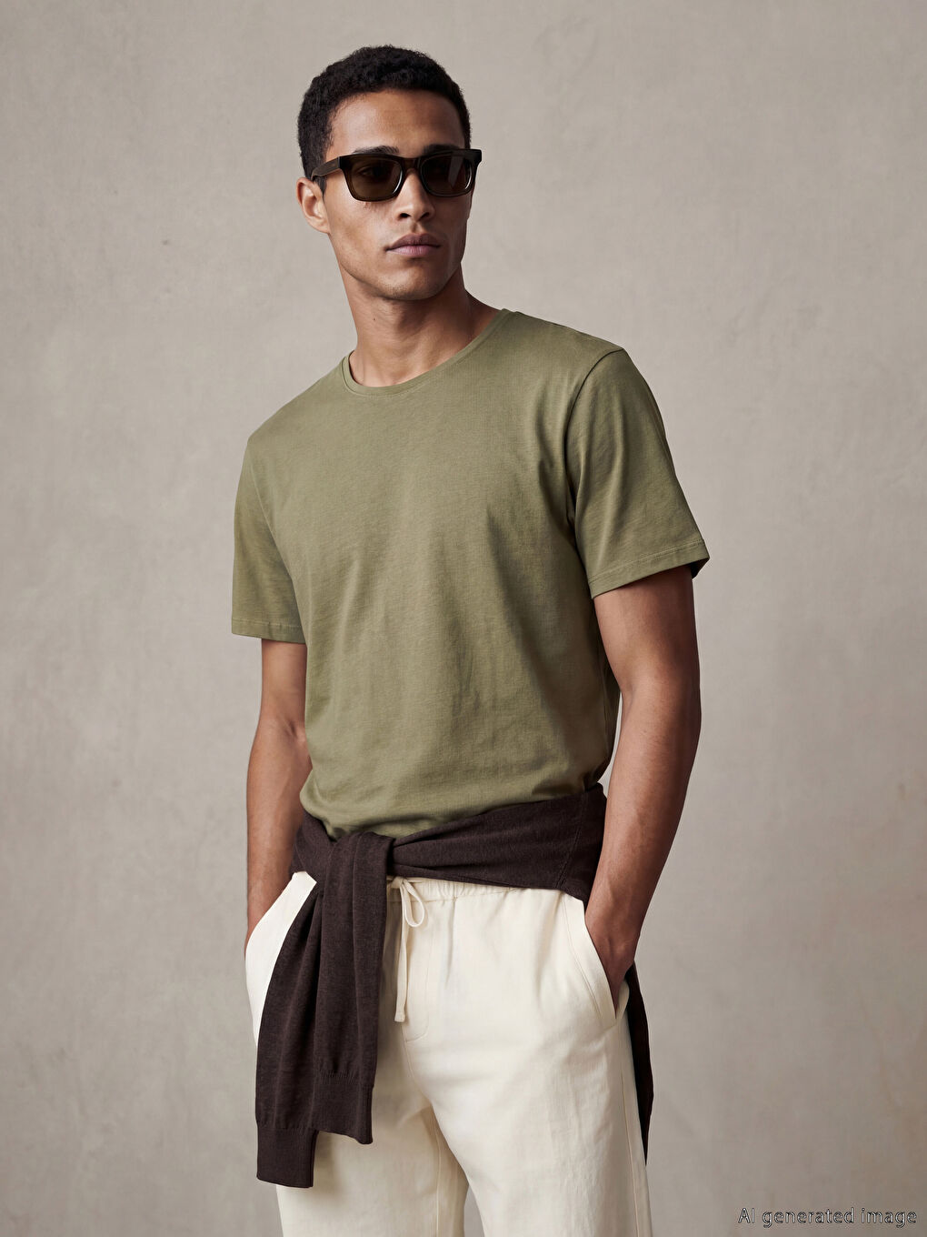 Haki Slim Fit Basic Soft Touch Tişört