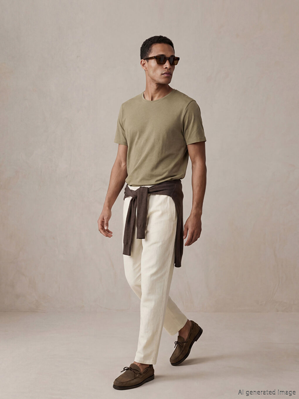 Haki Slim Fit Basic Soft Touch Tişört-1