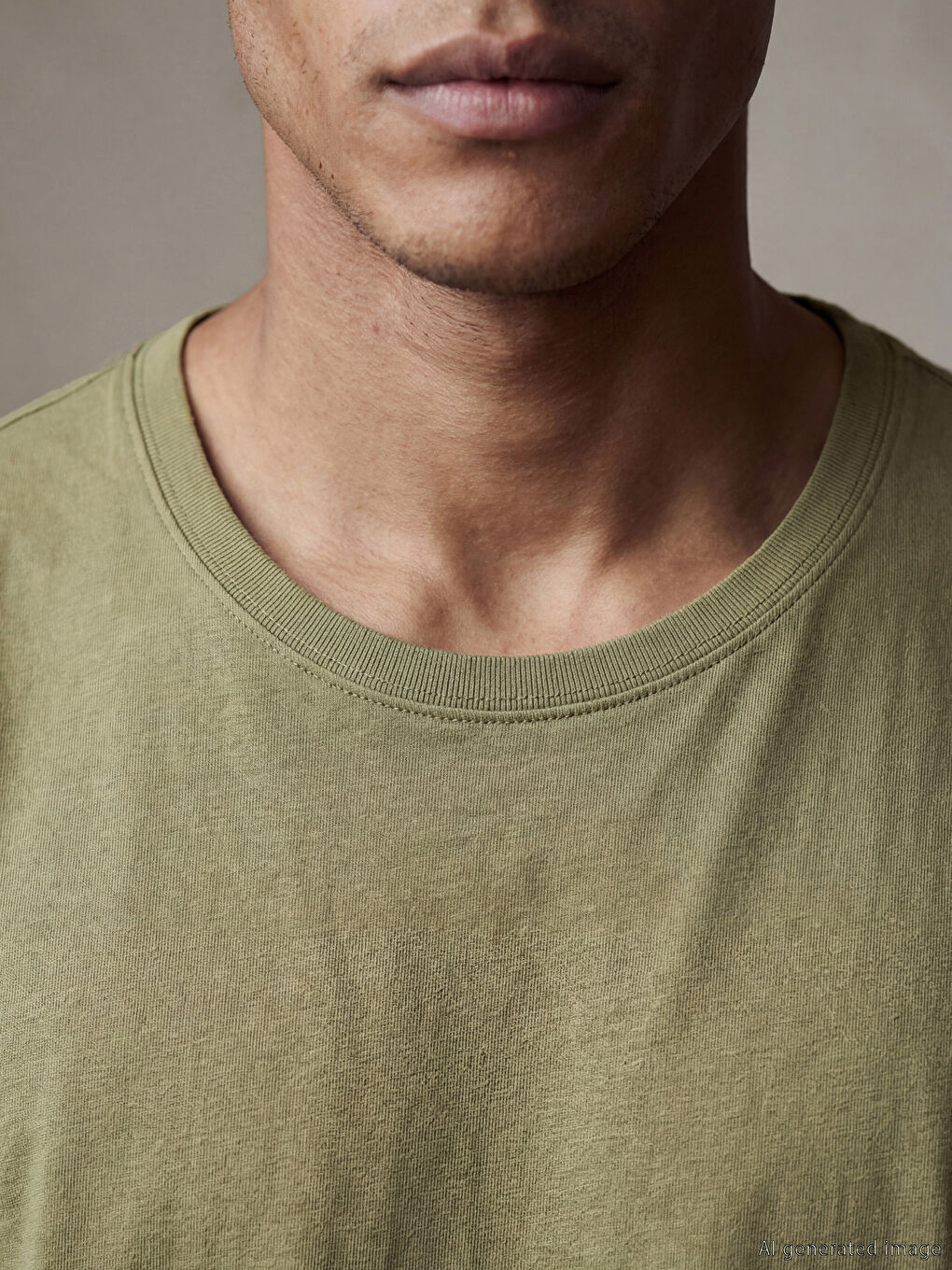 Haki Slim Fit Basic Soft Touch Tişört-2