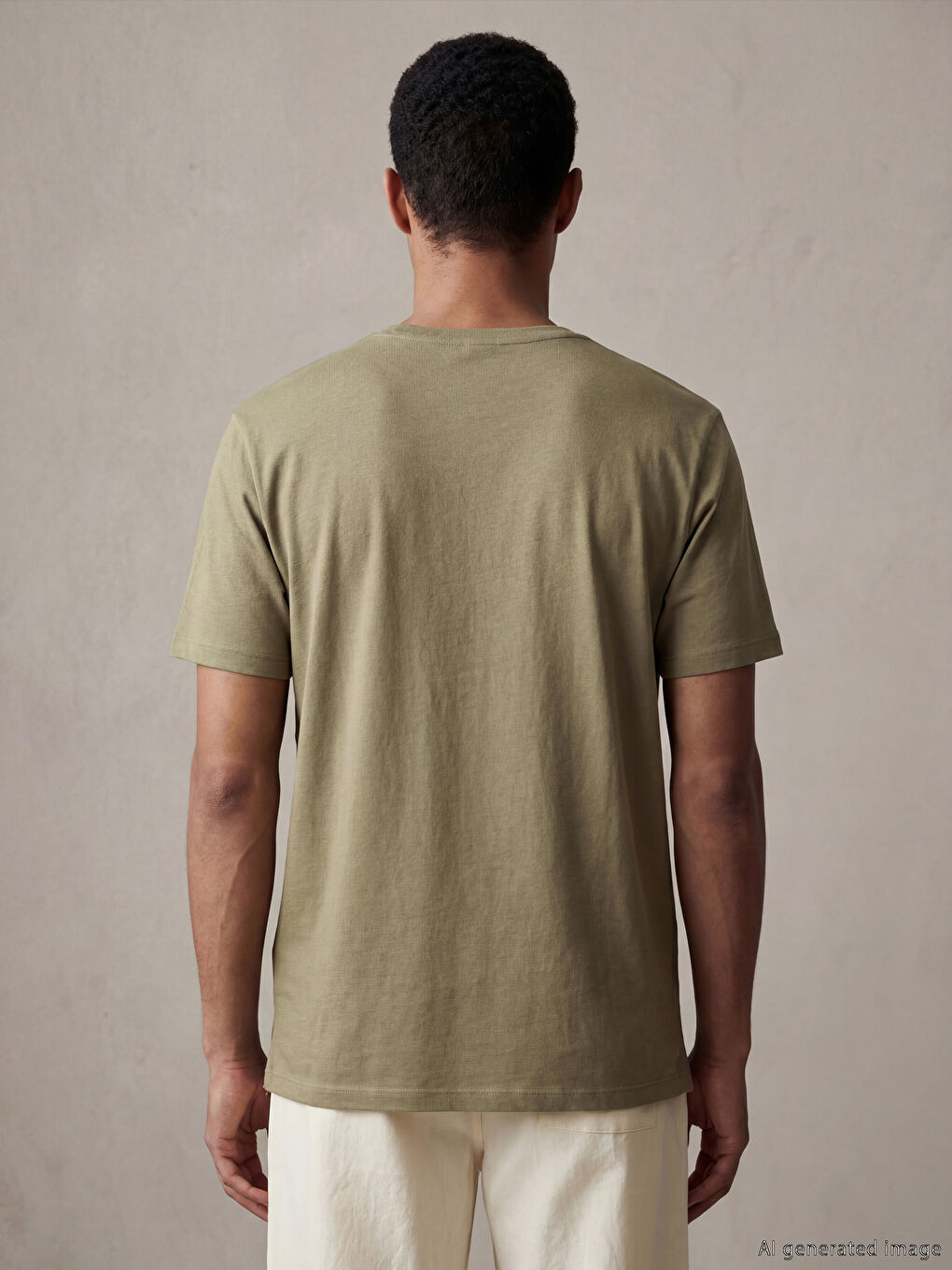 Haki Slim Fit Basic Soft Touch Tişört-3