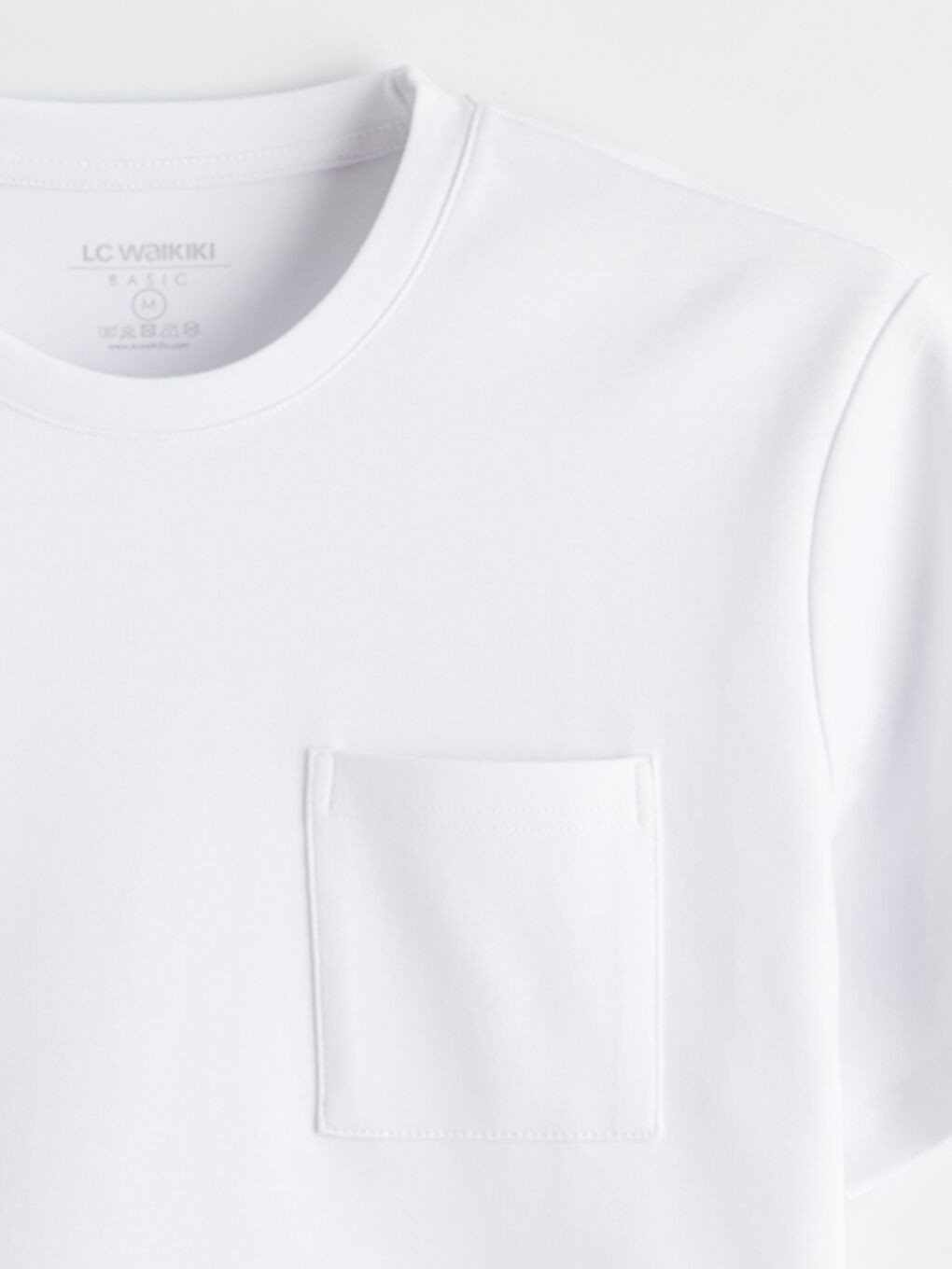 Beyaz Bisiklet Yaka Erkek Tişört-5