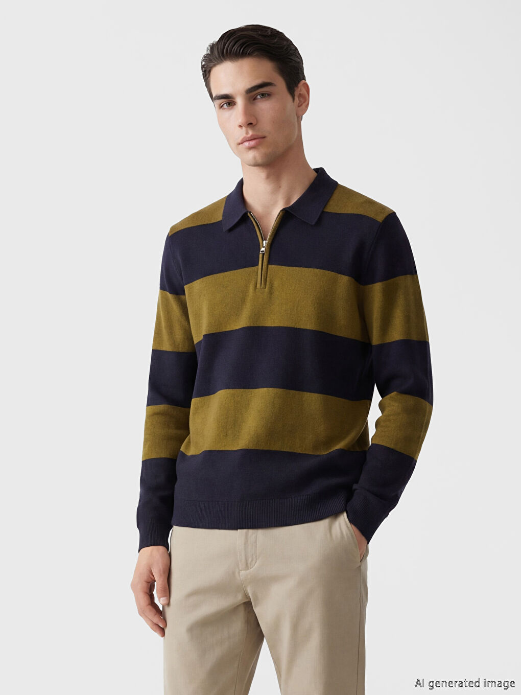 Pull-over en tricot à col polo pour homme