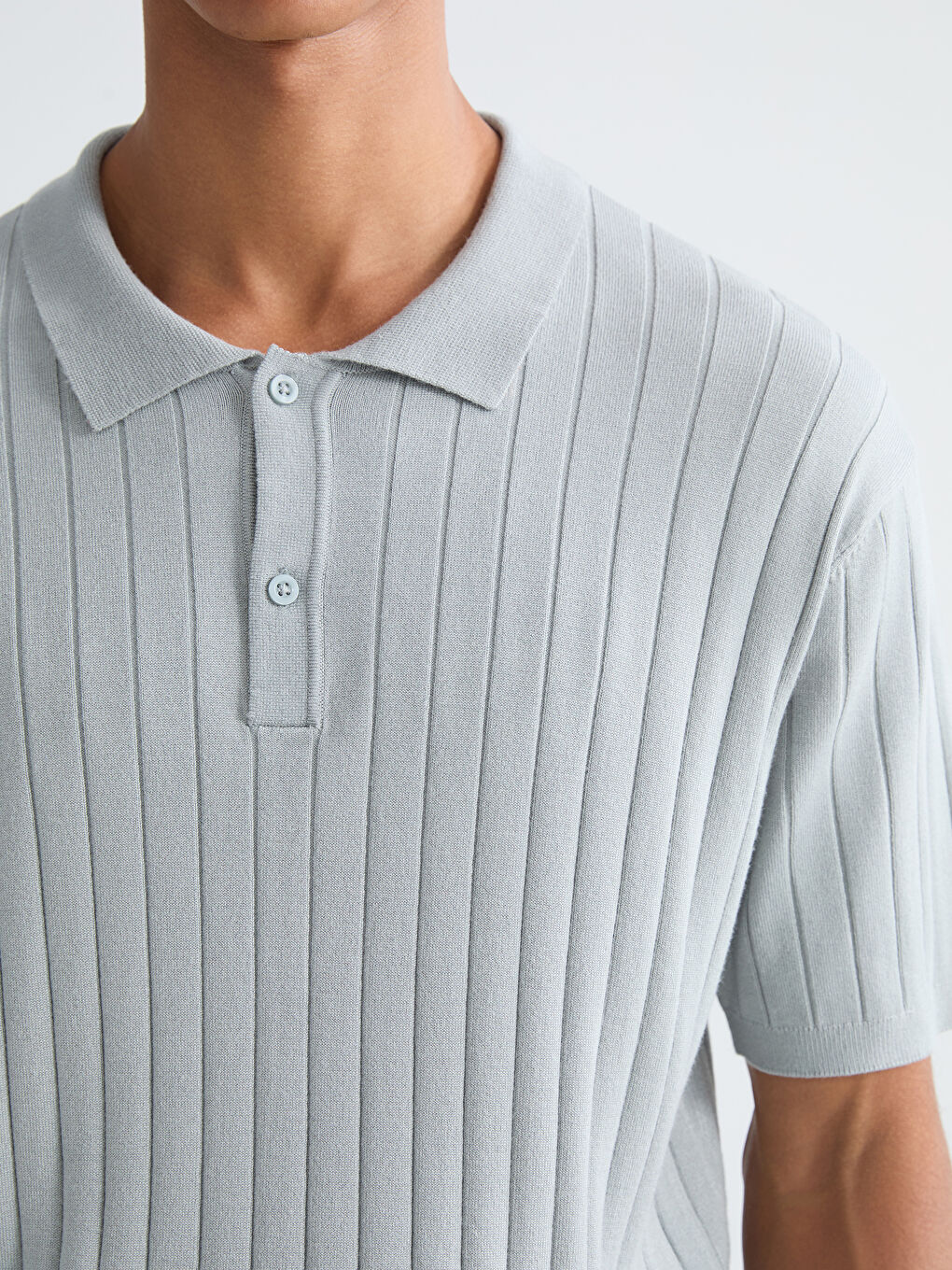 Polo Neck Short Sleeve Men's Knitwear Sweater-2