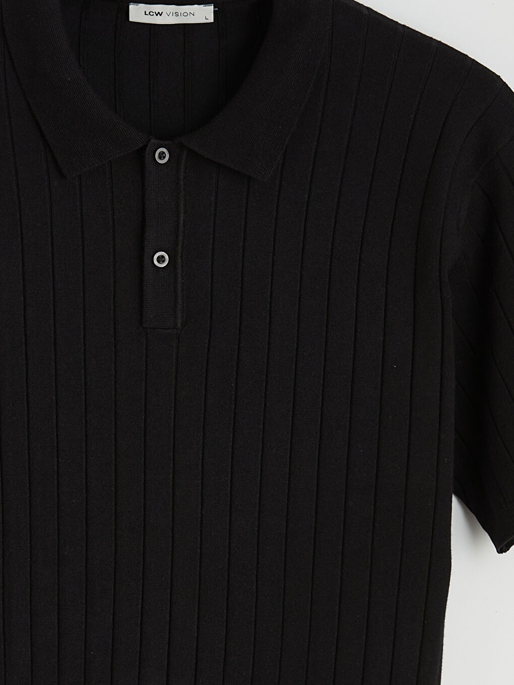 Мужской свитер с воротником поло и коротким рукавом-5