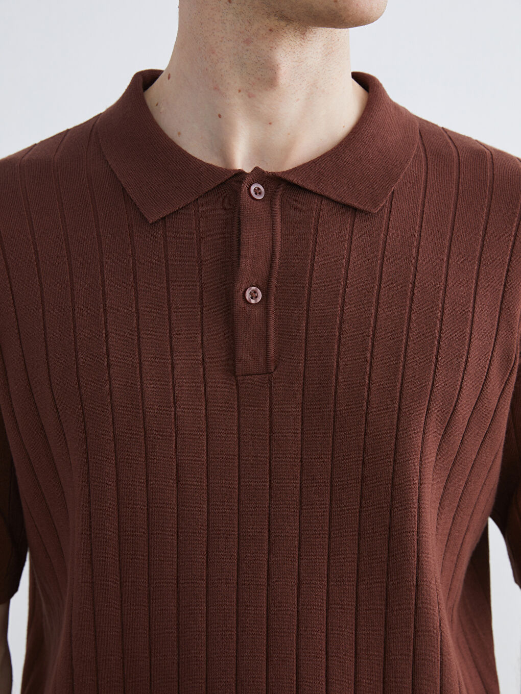 Polo Neck Short Sleeve Men's Knitwear Sweater-2