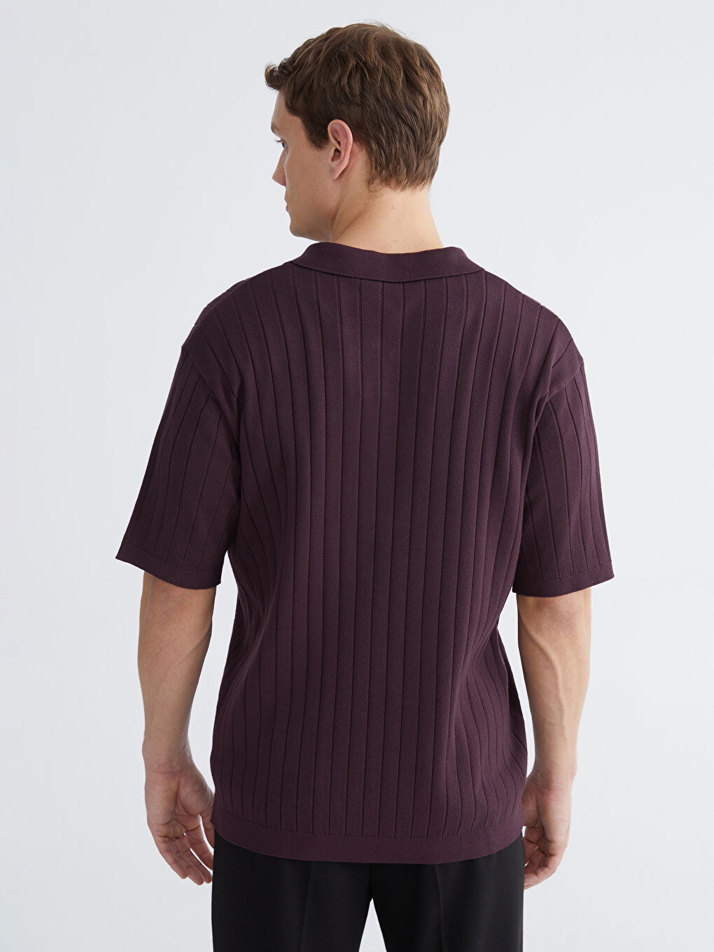 ерлерге арналған поло жағалы қысқа жең трикотаж жемпір-3