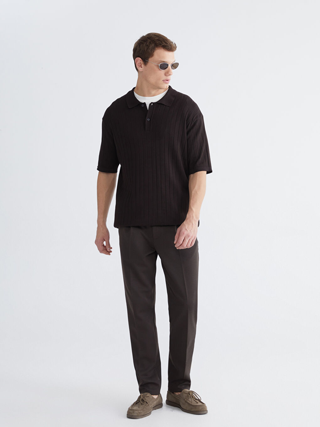 ерлерге арналған поло жағалы қысқа жең трикотаж жемпір-1