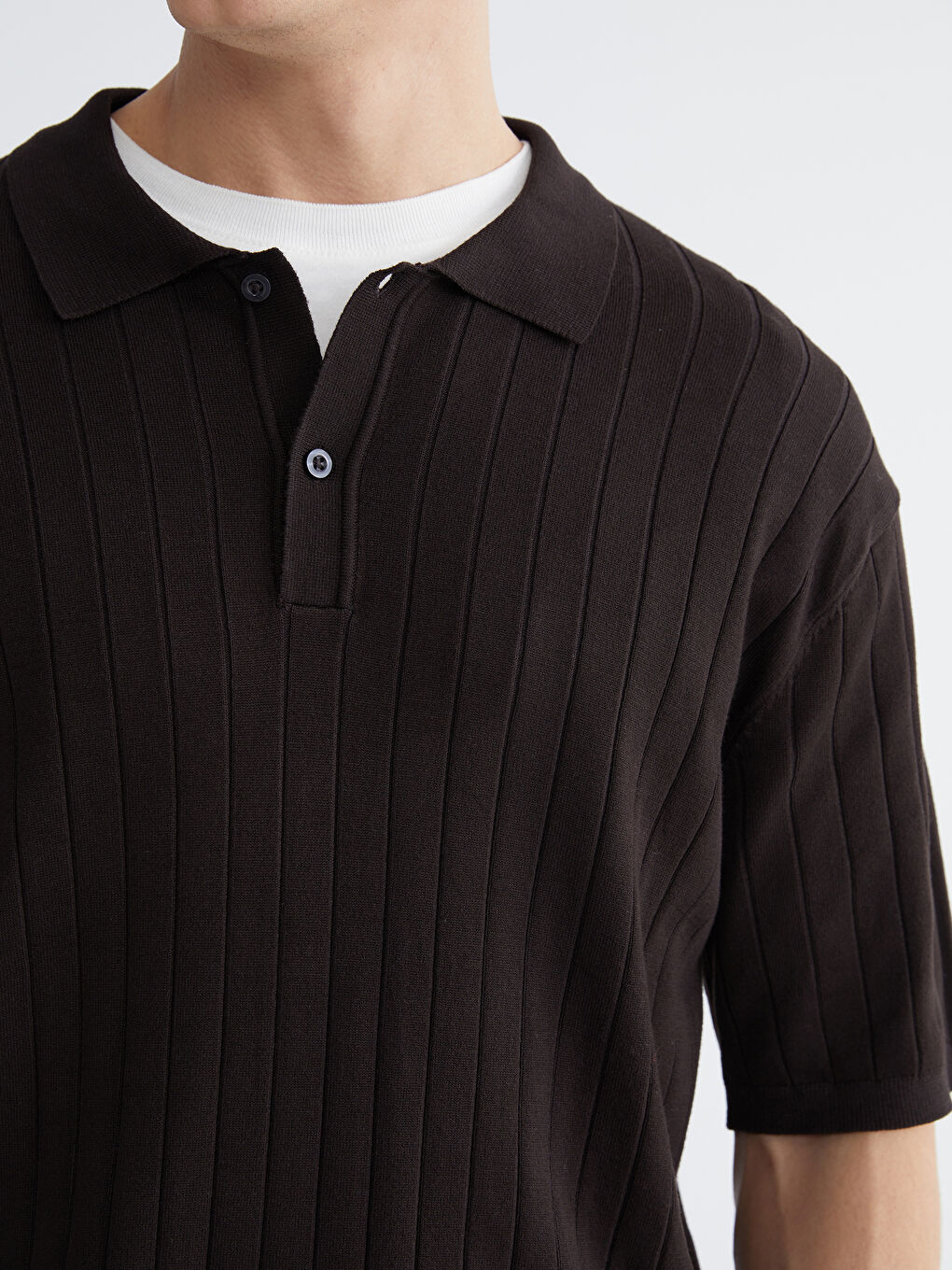 ерлерге арналған поло жағалы қысқа жең трикотаж жемпір-2