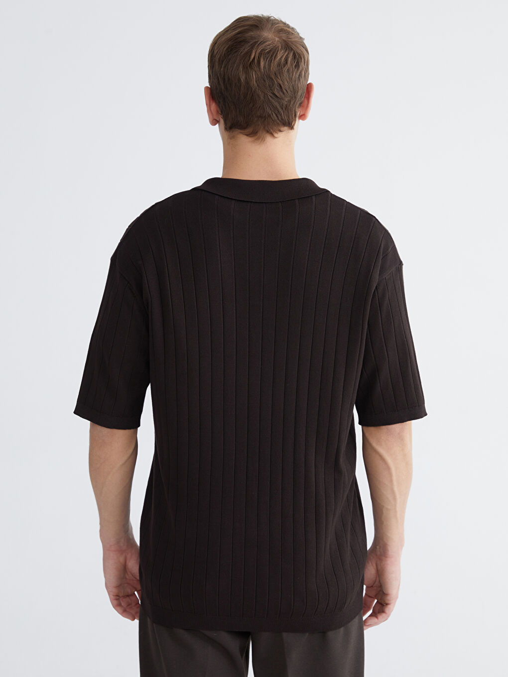 ерлерге арналған поло жағалы қысқа жең трикотаж жемпір-3