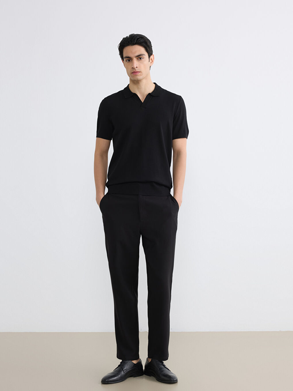 Polo Collar Short Sleeve Men's Knitwear Sweater-3