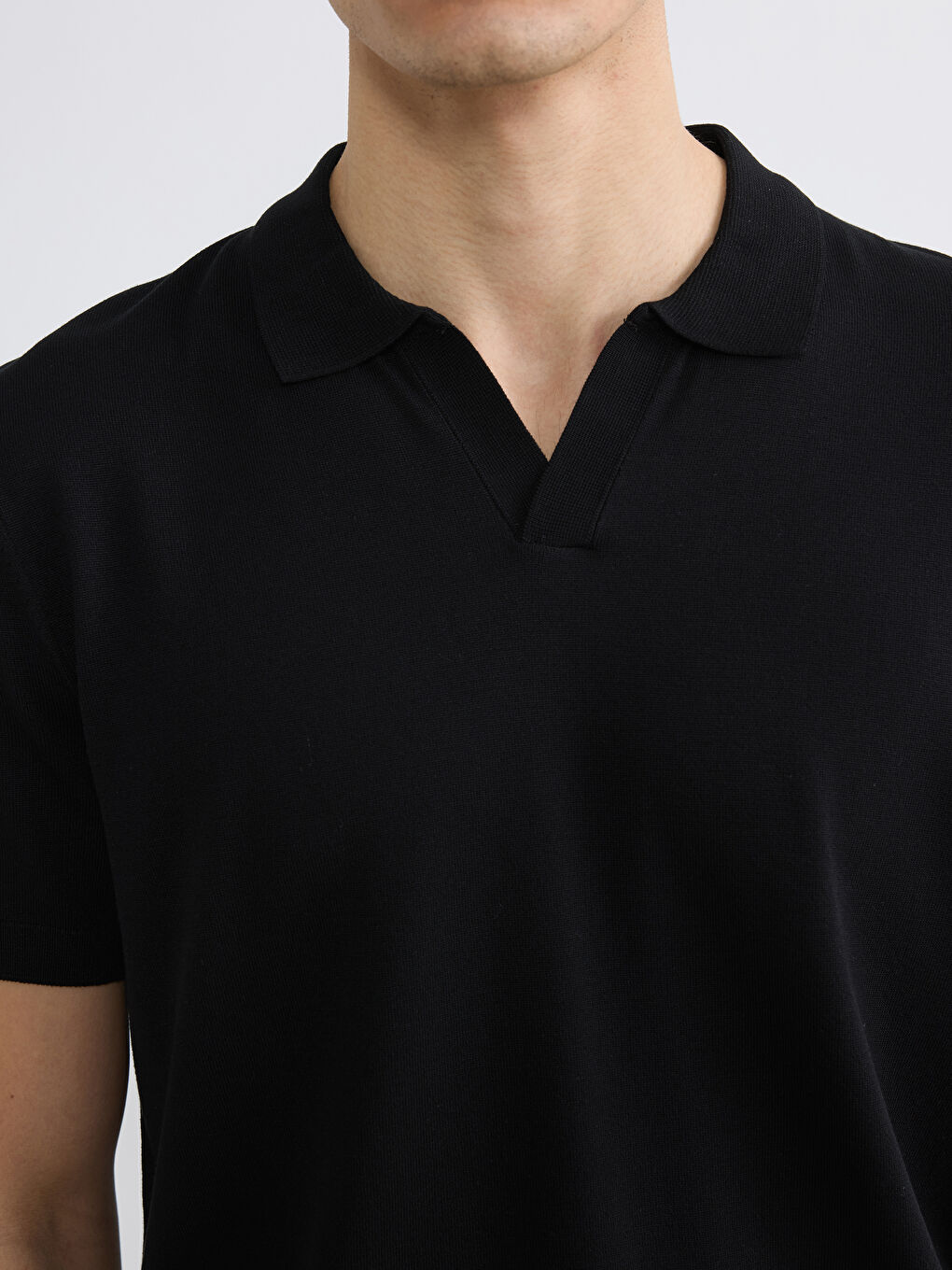 Polo Collar Short Sleeve Men's Knitwear Sweater-4