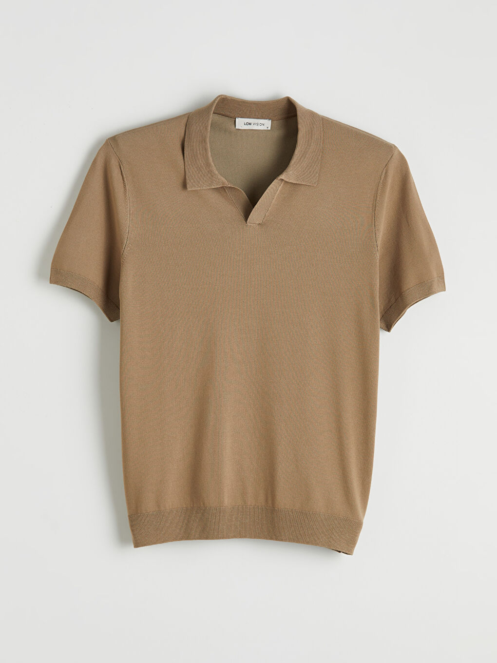 Kahverengi Polo Yaka Kısa Kollu Erkek Triko Kazak