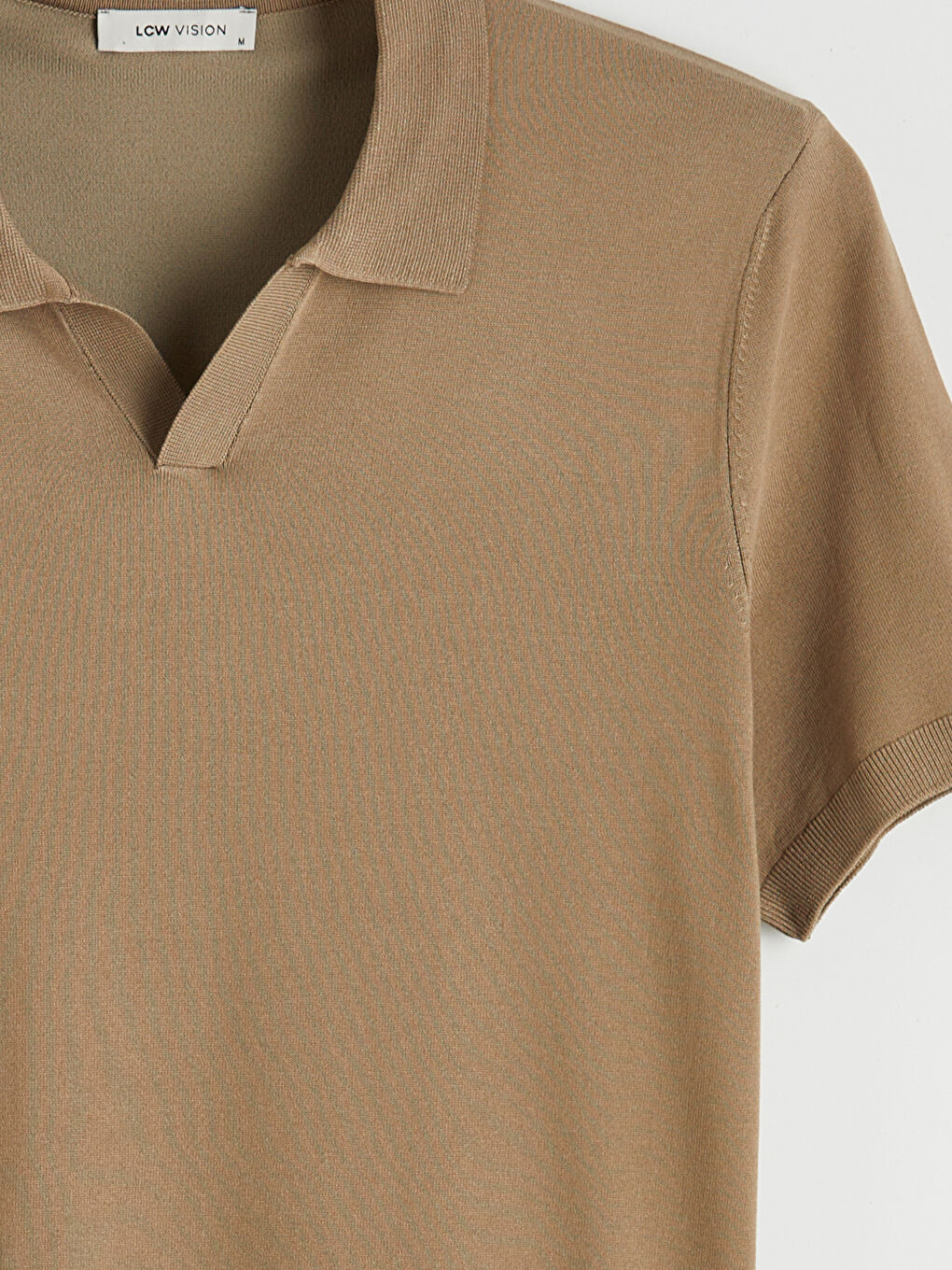 Kahverengi Polo Yaka Kısa Kollu Erkek Triko Kazak-2