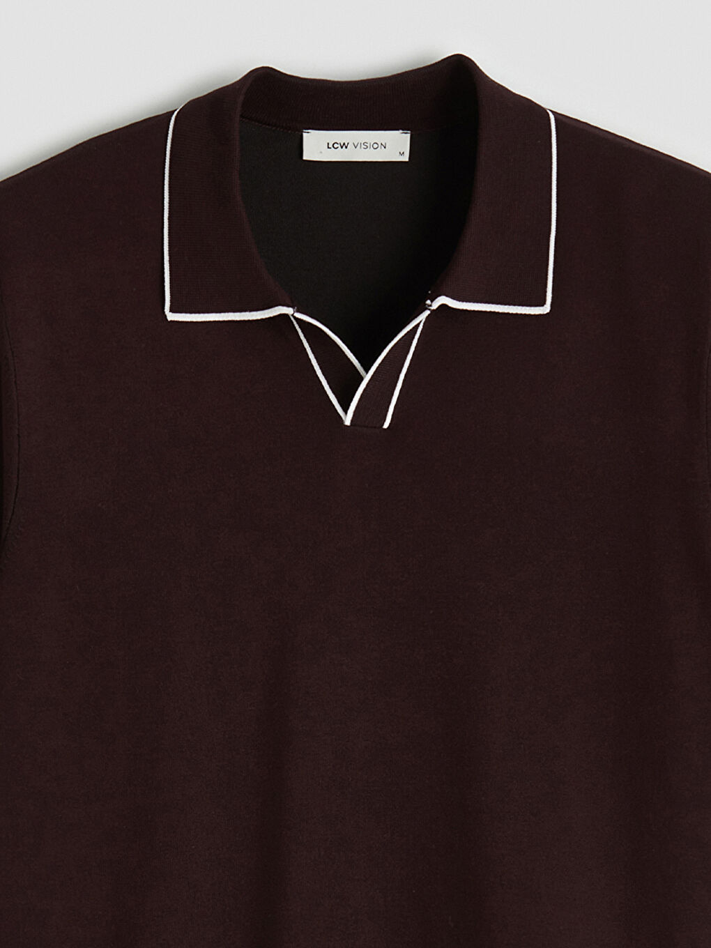 Kahverengi Polo Yaka Kısa Kollu Erkek Triko Kazak-5