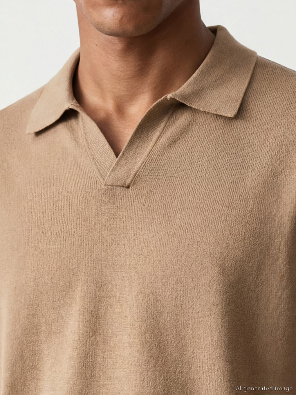 Kahverengi Polo Yaka Erkek Triko Tişört-2