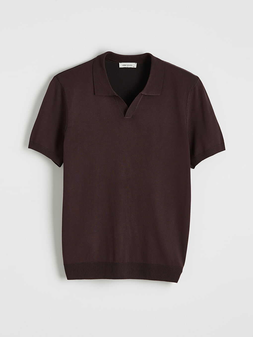 Kahverengi Polo Yaka Kısa Kollu Erkek Triko Kazak-4