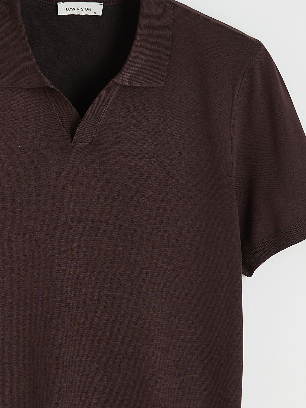 Kahverengi Polo Yaka Kısa Kollu Erkek Triko Kazak-5