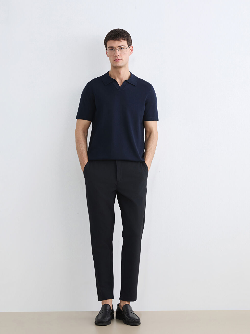 Мъж Морско-Синьо Пуловер -1