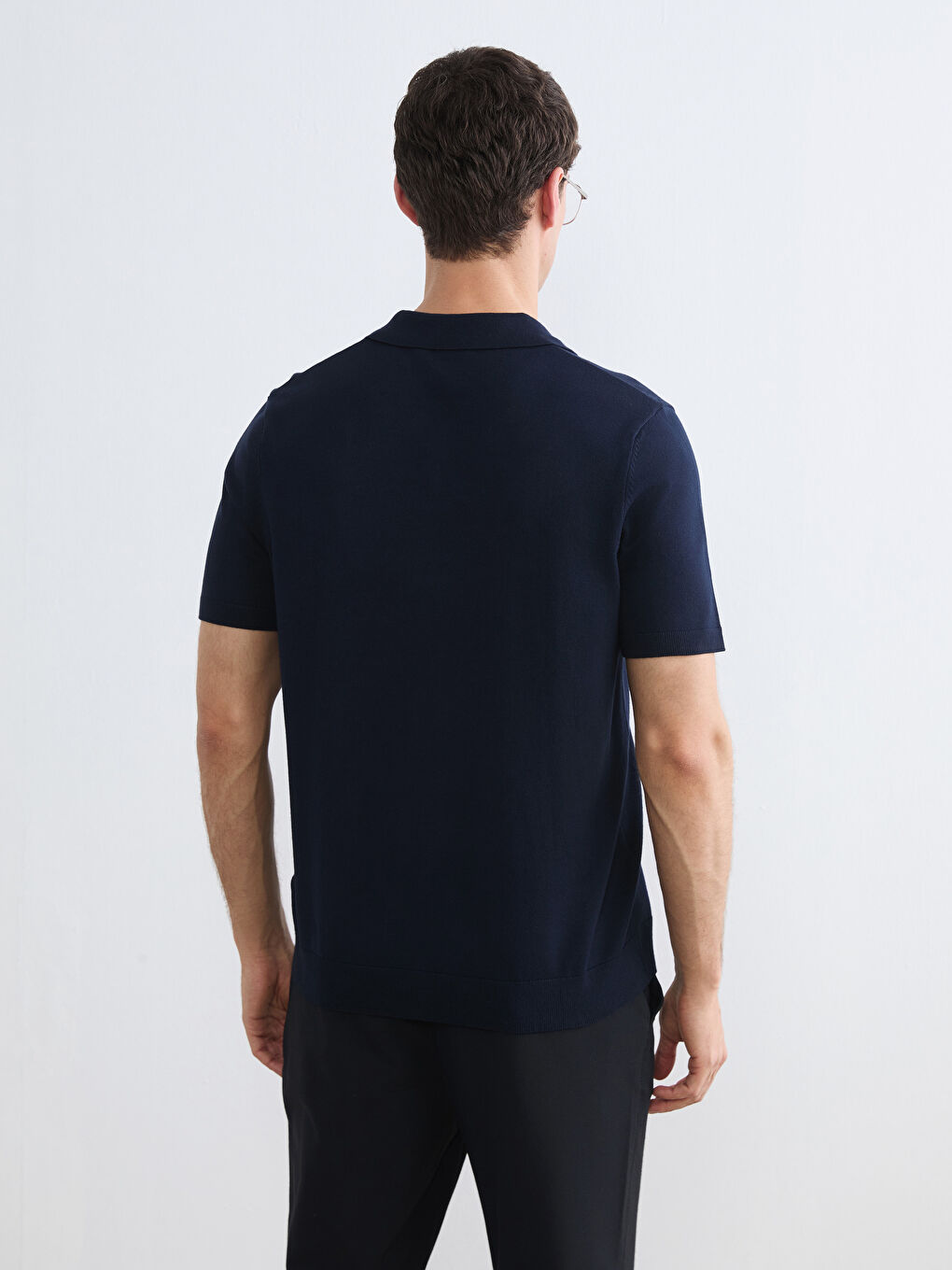 Мъж Морско-Синьо Пуловер -3