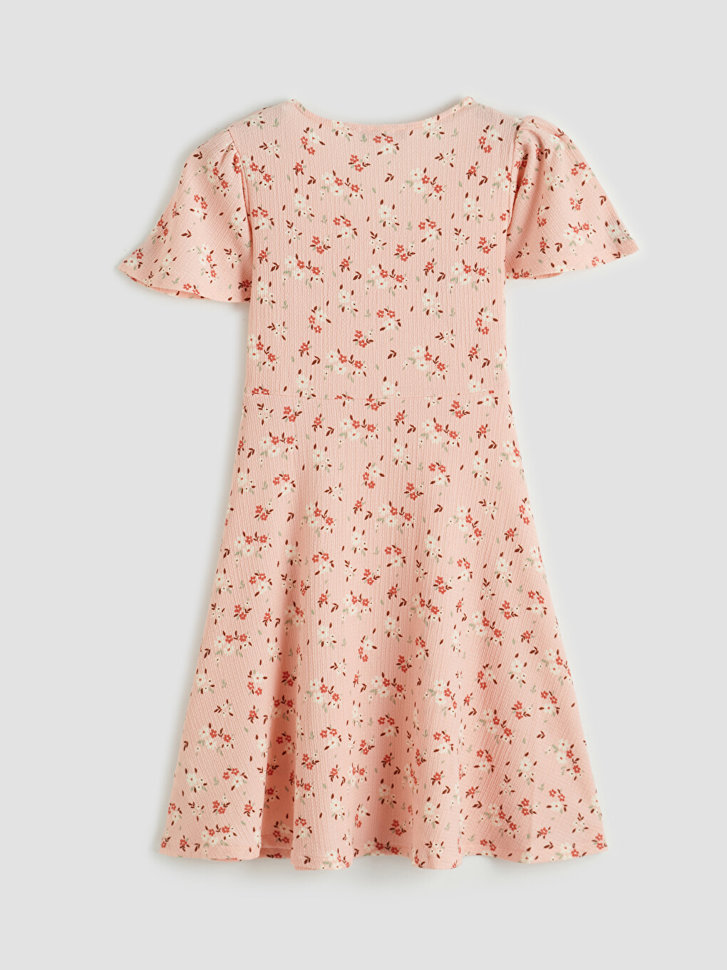 Double Breasted Collar Floral Mini Dress-4