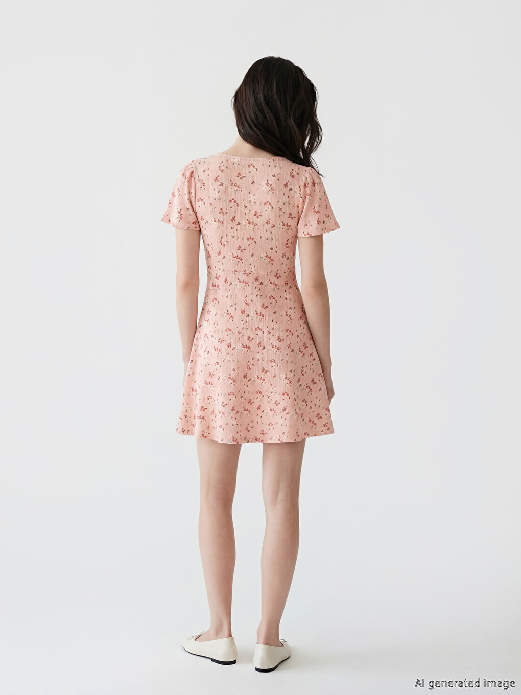Double Breasted Collar Floral Mini Dress-2
