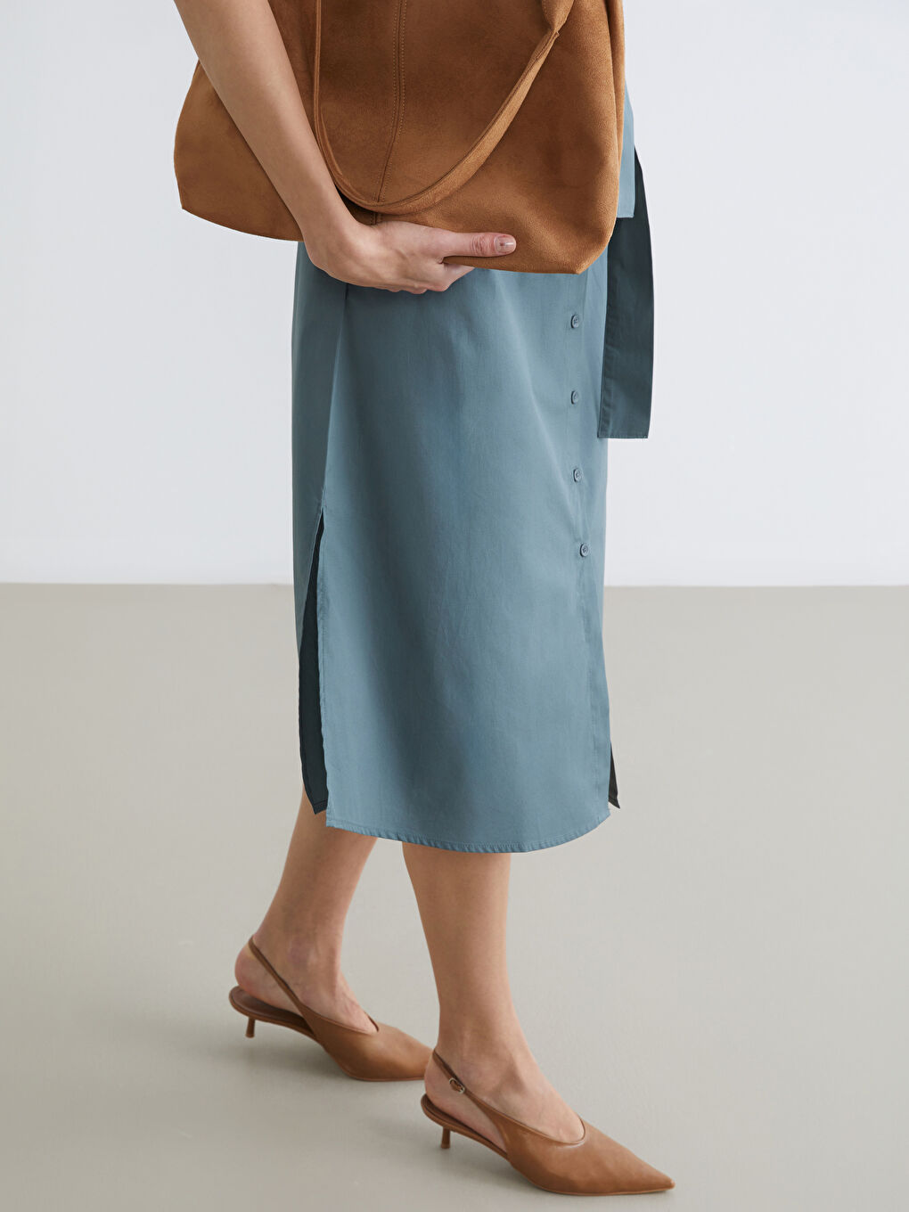 ақ белдікті поплин жейде көйлек-2