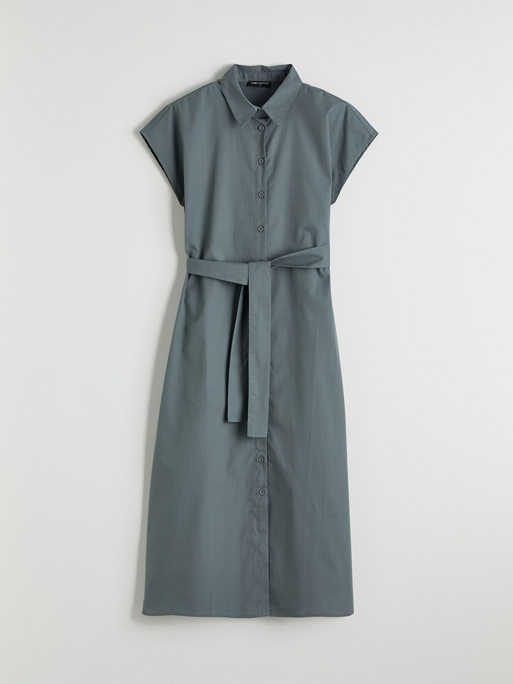 ақ белдікті поплин жейде көйлек-4