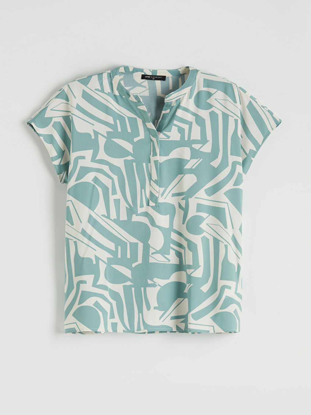 Bluza sa okovratnikom sa izrezom i dezenom-4