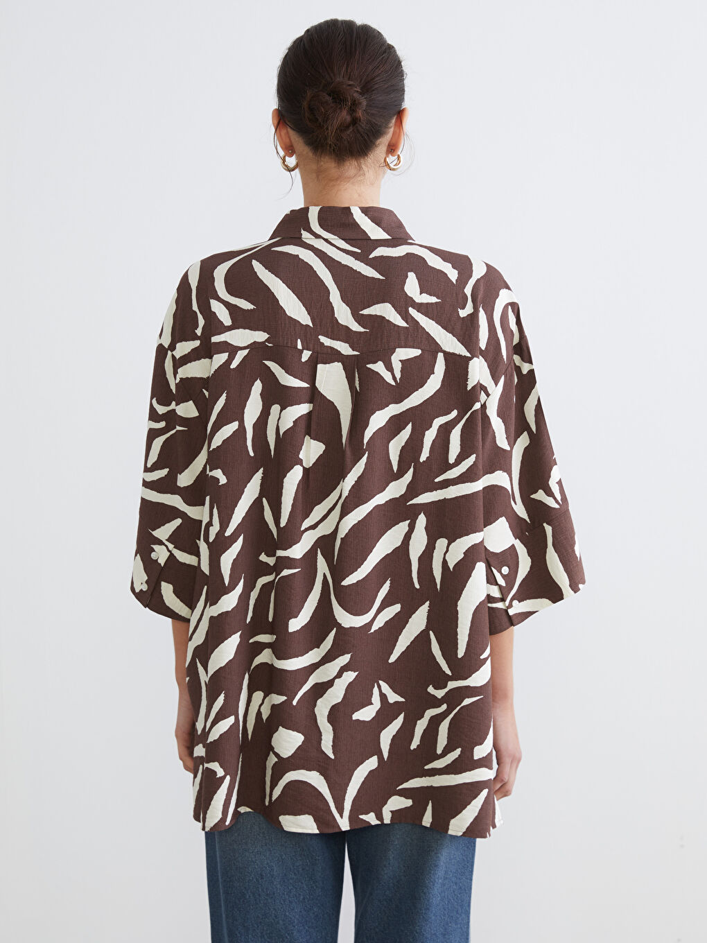 Patterned Oversize Women's Shirt-3